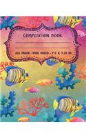 Composition Book: Wide Ruled Blank Lined Cute Composition Notebook for Girls, Boys, Kids, Teens, Students or Teachers - Writing Notes Journal or Diary for School - 10