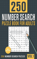 250 Number Search Puzzle Book for Adults