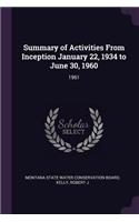 Summary of Activities from Inception January 22, 1934 to June 30, 1960