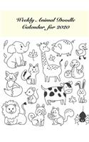 Small Weekly Animal Doodle Calendar for 2020