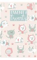 2020: A5 Diary Week on 2 Pages to View WO2P Journal - Horizontal Weekly Planner - Pastel Pink & Duck Egg Blue Cats Do Yoga