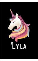 Lyla: Journal (Diary, Notebook) Personalized Custom Name Unicorn Birthday Gift for Girls and Women