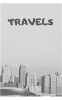 Travels: 90 Pages of 6 X 9 Inch Bound Top Half White Blank Bottom Half College Ruled