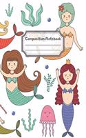 Composition Notebook: Wide Ruled Lined Paper: Large Size 8.5x11 Inches, 110 pages. Notebook Journal: Beautiful Colourful Mermaids Workbook for Children Preschoolers Stude