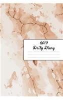 2019 Daily Diary: Glossy White Red Marble Design Cover January 19