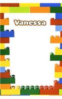 Vanessa: Personalized Building Brick Journal, Diary Notebook, Log Featuring 120 Pages 6x9