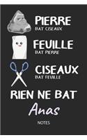 Rien ne bat Anas - Notes: Noms Personnalisé Carnet de notes / Journal pour les garçons et les hommes. Kawaii Pierre Feuille Ciseaux jeu de mots. Fournitures scolaires, premie