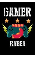 Gamer Rabea: Liniertes Notizbuch für deinen Vornamen