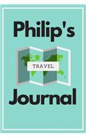 Philip's Travel Journal: Personalized lined journal, notebook or travel diary. 6x9 Softcover 110 lined pages - Great Travel Gift!