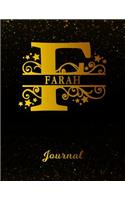 Farah Journal: Letter F Personalized First Name Personal Writing Diary Black Gold Glittery Space Effect Cover Daily Diaries for Journalists & Writers Note Taking W