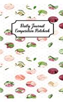 Daily Journal Composition Notebook: Maroon Pink Floral Polka Dot Theme - 120 Blank Lined Pages 6X9 Size Notebook