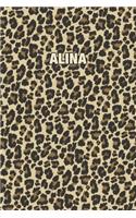 Alina: Personalized Notebook - Leopard Print (Animal Pattern). Blank College Ruled (Lined) Journal for Notes, Journaling, Diary Writing. Wildlife Theme Des
