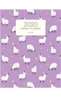 2020 Weekly Planner Llama: Dated With To Do Notes And Inspirational Quotes - Purple Llamas(32 Cute & Adorable Calendar Diary Book)