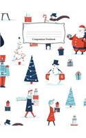 Composition Notebook: White Christmas Santa Claus Wide Ruled Notebook