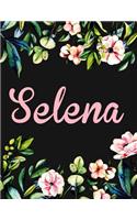 Selena: Personalised Name Notebook/Journal Gift For Women & Girls 100 Pages (Black Floral Design)