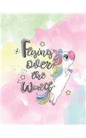 Flying Over the World: Flying Unicorn Cover and Lined Pages, Extra Large (8.5 X 11) Inches, 110 Pages, White Paper