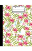 Pink Floral Composition Notebook - 5x5 Quad Ruled