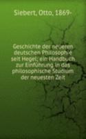 Geschichte der neueren deutschen Philosophie seit Hegel