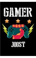Gamer Joost: Kariertes Notizbuch mit 5x5 Karomuster für deinen personalisierten Vornamen