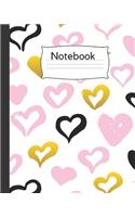 Notebook: Heart Composition Notebook/ Heart Journal/ College Ruled Paper, 8 x 10, 100 pages