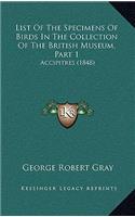 List Of The Specimens Of Birds In The Collection Of The British Museum, Part 1