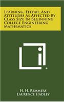 Learning, Effort, and Attitudes as Affected by Class Size in Beginning College Engineering Mathematics