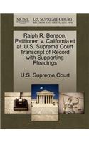 Ralph R. Benson, Petitioner, V. California et al. U.S. Supreme Court Transcript of Record with Supporting Pleadings