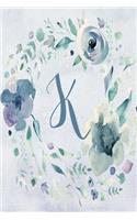 Planner Undated 6"x9" - Blue Purple Floral Design - Initial K: Non-dated Weekly and Monthly Day Planner, Calendar, Organizer for Women, Teens - Letter K