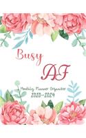 Busy AF Monthly Planner Organizer: 5 Year Monnthly calendar & Planner Organizer - For Overview, Goals, To do list Planners And Academic Agenda Schedule Organizer. Water Color Floral C