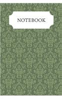 Notebook: 6" x 9" full cover - Notebook / Journal with lined pages to write in: Green Damask Cover