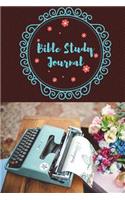Bible Study Journal: Vintage Floral Blue Typewriter Bible Study Journal