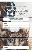 Urban Cat Graffiti Theme Ruled Composition Notebook: 152.4mm x 228.6mm - 153 pages 6.4mm line spacing - 32mm margin. A must have for all students serious about education