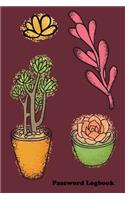 Password Logbook: Large Print Password Book, Cute dark pink cover with water color succulents, 6" x 9 " 6x9 password organizer, glossy cover, 110 pages, handy purse s