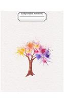 Composition Notebook Watercolor Tree Design Vol 10: 8.5x11 120-Page College-Ruled Lined Paper(10 Watercolor Trees)