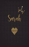 Sarah: Personalized Black XL Journal with Gold Lettering, Girl Names/Initials 8.5x11, Journal Notebook with 110 Inspirational Quotes, Journals to Write In 