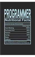 Programmer Nutritional Facts: 6x9 dot grid notebook, 120 Pages, Composition Book and Journal, funny gift for your favorite Programmer