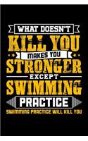 What doesn't kill you makes you stronger except Swim practice Swimming practice will kill you
