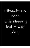 I thought my nose was bleeding but it was not: Funny cover Journal/Diary/Notebook for writing in. Also great for doodling in and Drawing in. Makes a fun gag gift for coworkers and friends. The bo