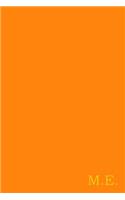 M.E.: Gold on Dark Orange Fashion Color Monogram Personalized Notebook with Two Initials. Matte Soft Cover Professional Style With120 Blank Lined Pages