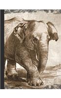 Vintage Elephant Composition Notebook, Unruled Blank Sketch Paper
