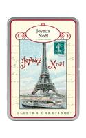 Paris Eiffel Tower Glitter Greetings Postcards