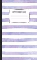 Composition Notebook: Wide Ruled Notebook Watercolor Purple Striped Lined School Journal - 100 Pages - 7.5" x 9.25" - Children Kids Girls Teens Women - Perfect For School