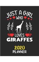 Just A Girl Who Loves Giraffes 2020 Planner: Weekly Monthly 2020 Planner For Girl Women Who Loves Giraffes 8.5x11 67 Pages