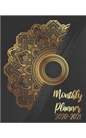 2020-2021 Monthly Planner: Gold Mandala, 24 Months Calendar Agenda January 2020 to December 2021 Schedule Organizer With Holidays and inspirational Quotes