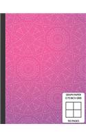 Low Vision Notebook: 0.75 Inch Graph Paper - Full Size Grid Ruled Notebook - Large Print Page Numbers - Pink Purple Abstract Art Mandala Cover