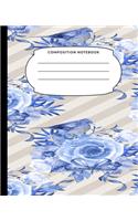 Composition Notebook: Blue Flowers, College Ruled Notebook, Lined Journal, 120 Pages, 7.5 X 9.25, Matte Finish Cover, School Subject Book Notes, Student Gift Kids Teenage