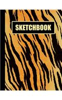 Sketchbook: Tiger Stripes Cover Design - White Paper - 120 Blank Unlined Pages - 8.5" X 11" - Matte Finished Soft Cover