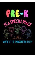Pre-K Is A Special Place Where Little Things Mean A Lot!: Funny Pre-Kindergarten Life Gift Notebook