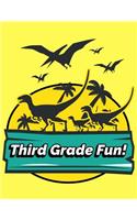 Third Grade Fun Dinosaur Notebook: Childs Journal 135 Sheets Wide Ruled Paper