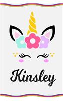 Kinsley: Personal Notebook Personal Diary Unicorn Notebook Personalized Journal Customized Journal Unicorn Lover Gift Personal Name Notebook